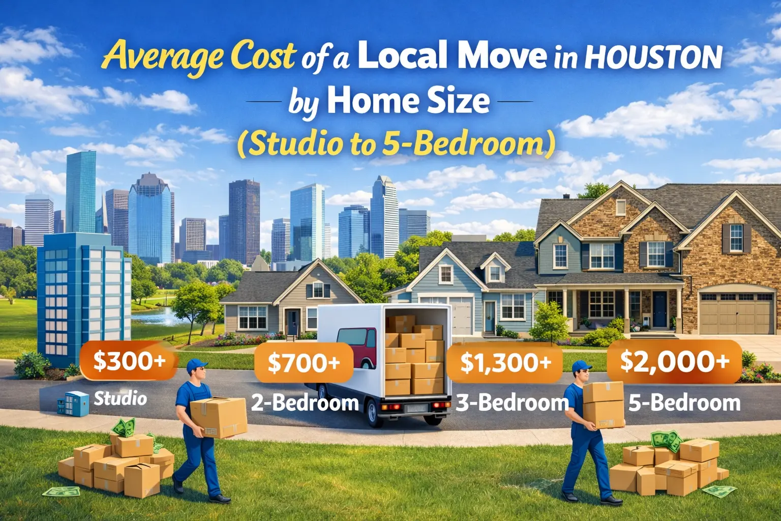 Average Cost of a Local Move in Houston by Home Size (Studio to 5-Bedroom)